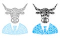 Polygonal Carcass Mesh Cow Boss and Mosaic Icon