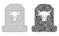 Polygonal Carcass Mesh Cow Cemetery and Mosaic Icon
