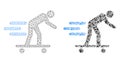 Polygonal Wire Frame Mesh Roller Man and Mosaic Icon Royalty Free Stock Photo