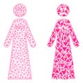 Polygonal Wire Frame Mesh Sad Woman and Mosaic Icon Royalty Free Stock Photo