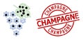 Virus Grape Bunch Triangulated Mesh Pictogram with Infection Centers