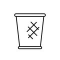 Mesh waste bin. Linear icon of wire trash can. Black simple illustration of metal grid garbage basket. Contour isolated vector Royalty Free Stock Photo