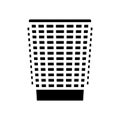 mesh wastebasket trash glyph icon vector illustration