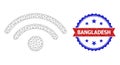 Scratched Bicolor Bangladesh Stamp Seal and WiFi Source Web Mesh Icon