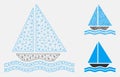 Yacht Vector Mesh 2D Model and Triangle Mosaic Icon