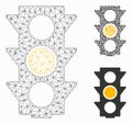 Yellow Traffic Lights Vector Mesh 2D Model and Triangle Mosaic Icon Royalty Free Stock Photo
