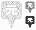 Yuan Map Pointer Vector Mesh Network Model and Triangle Mosaic Icon Royalty Free Stock Photo