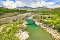 Mesi Bridge historic stone bridge in Albania Royalty Free Stock Photo