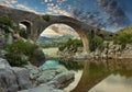 mesi bridge, stone bridge over the kir river, albania