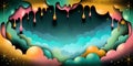A mesmerizing abstract art piece featuring vibrant colors and dynamic paint drips creating a surreal and dreamlike atmosphere