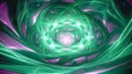 Abstract Elegance: Smoky Spirals on a Vibrant Pink Canvas Illuminated by Emerald Light - Generative AI
