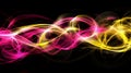 Vibrant Neon Flow Abstract Background. Glowing Pink and Yellow Energy Trails on Black Royalty Free Stock Photo