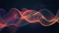 Abstract Flowing Wave of Glowing Particles Dynamic Digital Mesh Visualization. Vibrant orange and red lines representing data, Royalty Free Stock Photo