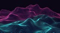 Futuristic Digital Terrain Wireframe Background with Glowing Pink and Cyan Neon Lines Royalty Free Stock Photo