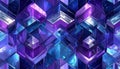 Vibrant Purple and Blue Crystal Cubes in Abstract 3D Geometric Pattern Royalty Free Stock Photo