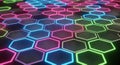 Abstract Hexagonal Grid Background with Neon Glow Royalty Free Stock Photo