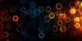 A mesmerizing abstract background featuring shifting layers of hexagonal neon tiles, dynamically