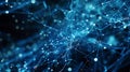 Futuristic abstract background: glowing blue network connections with intricate plexus and bokeh effect Royalty Free Stock Photo