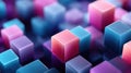 Abstract vibrant 3D cubes in blue and purple gradient lighting Royalty Free Stock Photo