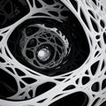 Abstract black and white 3D structure with intricate web design Royalty Free Stock Photo