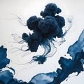 A mesmerizing abstract formation of dark blue ink cloud