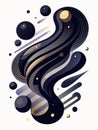 A mesmerizing abstract design with flowing black and white shapes creating a dynamic and visually captivating composition
