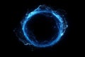 A mesmerizing abstract digital artwork featuring glowing blue particles forming a dynamic circular wave. AI GENERATRED