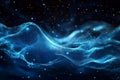 A mesmerizing abstract digital artwork featuring glowing blue particles forming a dynamic circular wave. AI GENERATRED