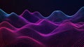 Abstract Glowing Digital Landscape Waveform Futuristic Technology Background Network Visualization Grid in Neon Pink and Blue Royalty Free Stock Photo