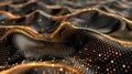 Abstract digital landscape with dynamic waveforms. Glowing dots create a futuristic texture and pattern. Perfect for