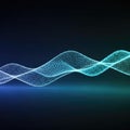 Abstract Digital Waveform with Glowing Blue and Green Particles Royalty Free Stock Photo