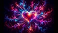 A mesmerizing abstract heart in neon light