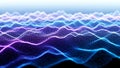 Illustration of abstract digital sound waveform or data visualization in blue and purple hues Royalty Free Stock Photo