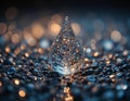 Ethereal Crystal Leaf on Glowing Pebbles with Bokeh Lights Royalty Free Stock Photo