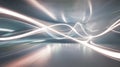 Abstract Metallic Hallway With Bright Light Trails and Reflections Royalty Free Stock Photo