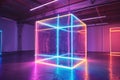 Mesmerizing Abstract neon cube. Generate Ai