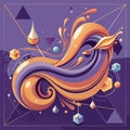 A mesmerizing abstract piece with flowing forms and geometric elements in a rich purple palette