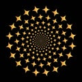 A mesmerizing abstract spiral pattern formed by golden, rounded squares