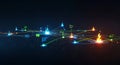 Digital network visual with abstract glowing fire nodes Royalty Free Stock Photo