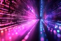 Abstract Digital Tunnel of Glowing Pink and Blue Lights Streaking into the Distance, Futuristic Data Flow Concept Royalty Free Stock Photo