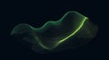 Abstract Waveform Grid Visualization. Glowing Green and Yellow Particles Creating Digital 3D Surface Mesh on Dark Background Royalty Free Stock Photo