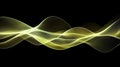 Abstract Yellow Digital Wave Flow Visualization on Black Background Royalty Free Stock Photo