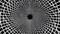 A mesmerizing abstract visualization of an infinite geometric tunnel rendered in stark monochrome white lines against a deep black Royalty Free Stock Photo