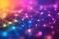 Abstract network of glowing lights and particles in a vibrant digital cosmos Royalty Free Stock Photo