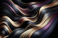 A mesmerizing abstract wave pattern with flowing lines in gold, purple, and black. Royalty Free Stock Photo