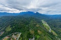 Mesmerizing aerial photo of Crocker Range, Sabah, Malaysia. Stunning Mount Kinabalu with lenticular cloud Royalty Free Stock Photo