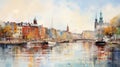 Thames Serenade: Enchanting Impressionistic Canvas Capturing London\'s Majestic River