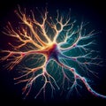 AI-Generated Illustration of an Abstract Neuron with Electric Synapses and a Sci-Fi Aesthetic