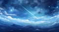 Heavenly star falls: Captivating anime sky wallpaper in digital art style.
