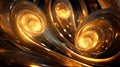 A golden spirals and crystalline shapes, gleaming ambient lighting